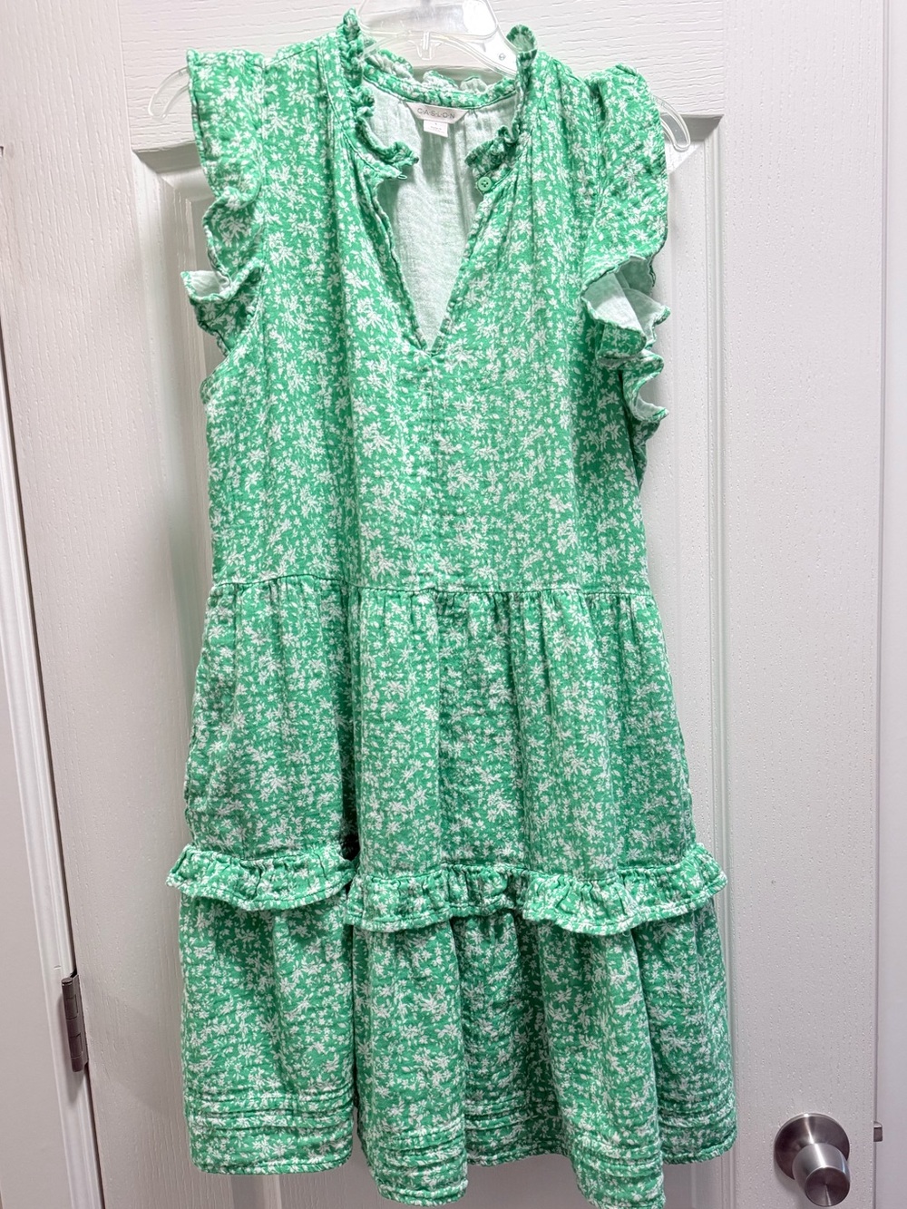 Caslon Green Floral Ruffle Tiered Midi Dress